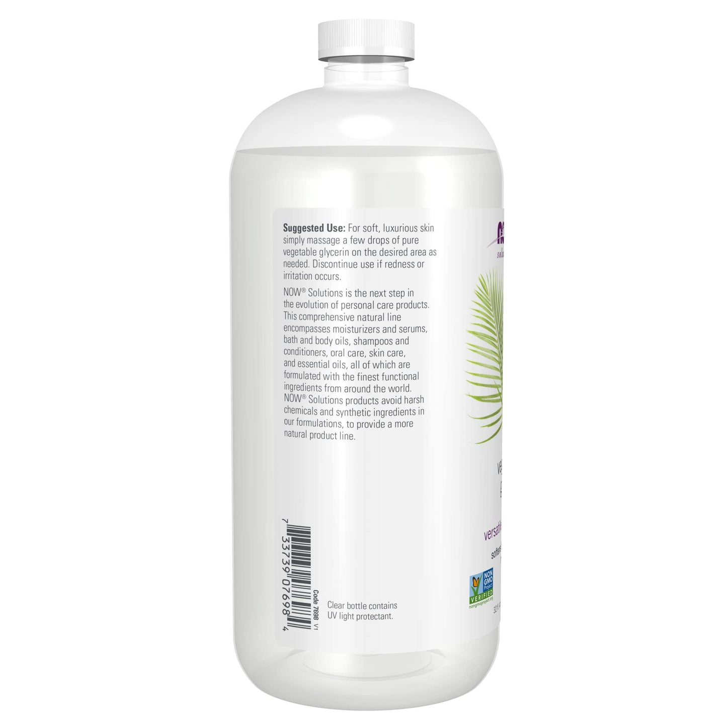 NOW Foods Solutions, Vegetable Glycerin, 100% Pure, Versatile Skin Care, Softening and Moisturizing, 32-Ounce
