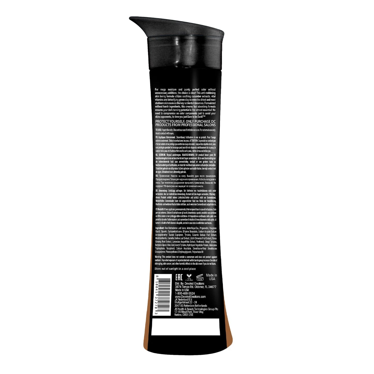 Devoted Creations Dare to be Dark Tanning Lotion - Creamy and Clear Pure Tanning Optimizer, Anti-Reddening, Sensitive Skin Formula with Essential