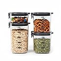Progressive International ProKeeper+ 4-Piece Clear Plastic Modular Airtight Pantry Food/Snack Kitchen Storage Organization Container Canister Set