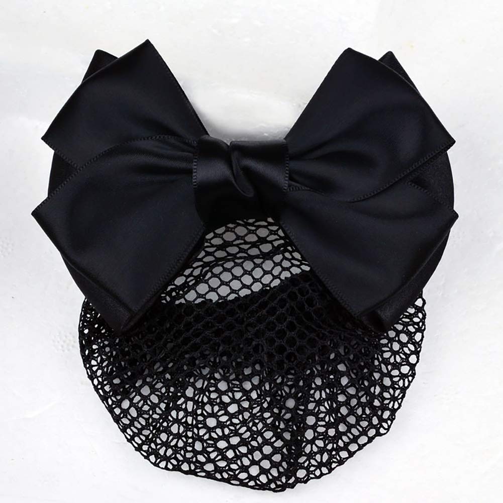 2 Pcs Bowknot Hair Snood Net Barrette Bun Cover Bow Hair Clip Xmas Gifts for Women Lady