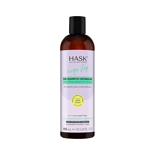 HASK Mega Slip Pre-Shampoo Detangler with Aloe Juice & Squalane for Wavy, Curly, Coily & Kinky Hair, Moisturizes, Adds Slip, Reduces Breakage, Vegan