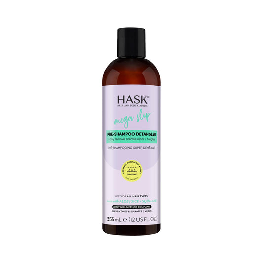 HASK Mega Slip Pre-Shampoo Detangler with Aloe Juice & Squalane for Wavy, Curly, Coily & Kinky Hair, Moisturizes, Adds Slip, Reduces Breakage, Vegan Beauty & Personal Care HASK