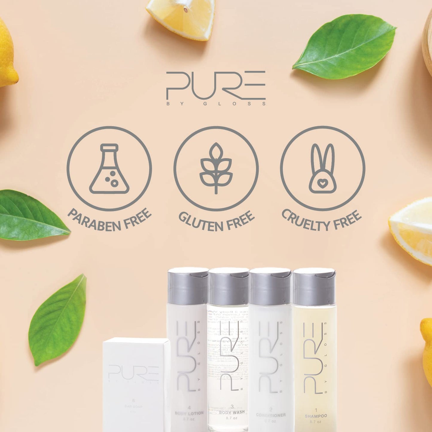 Pure By Gloss Body Lotion - Fresh Lemon Scent - for All Skin Types - Cruelty Free and Paraben Free - Luxurious Moisturizing, Softening & Smoothing