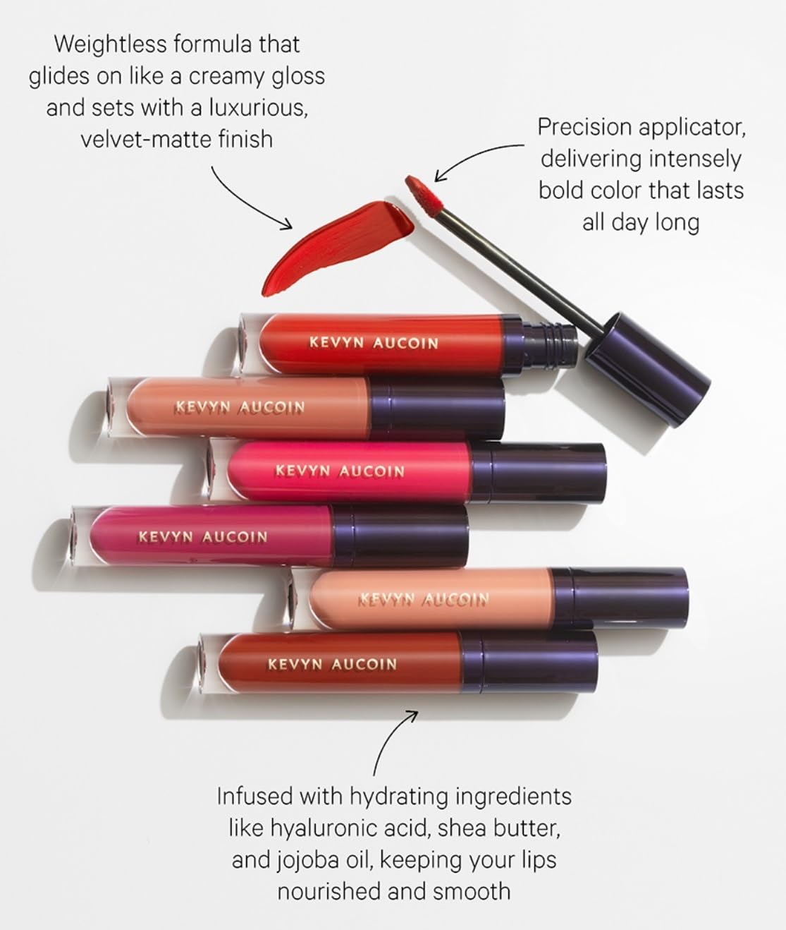 Kevyn Aucoin Velvet Lip Paint, You-Phoric color: All-day matte lip color coverage. Smudge proof, ultra-pigmented, quick dry makeup, weightless formula