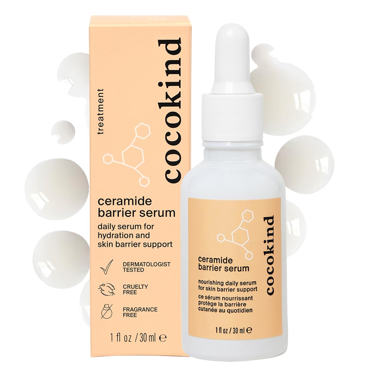 Cocokind Ceramide Barrier Serum, Hydrating Serum to Reduce Dryness, All Skin Types including Sensitive Skin, Fragrance Free, Cruelty Free, 1 fl oz Beauty & Personal Care Cocokind
