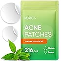 BIORICA Pimple Patches for Face with Tea Tree Oil 216 pcs. Hydrocolloid Acne Pimple Patches. Blemish Patches, Acne Dots, Pimple Stickers, Acne Patch