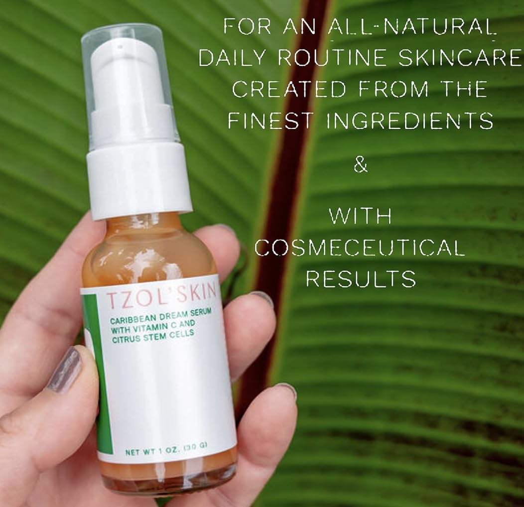 TZOL’SKIN - Caribbean Dream Serum - CC Serum - Vitamin C & Hyaluronic Acid - Citrus Stem Cells - Hydrating - For Dark Spots - Evens Skin Tone - No