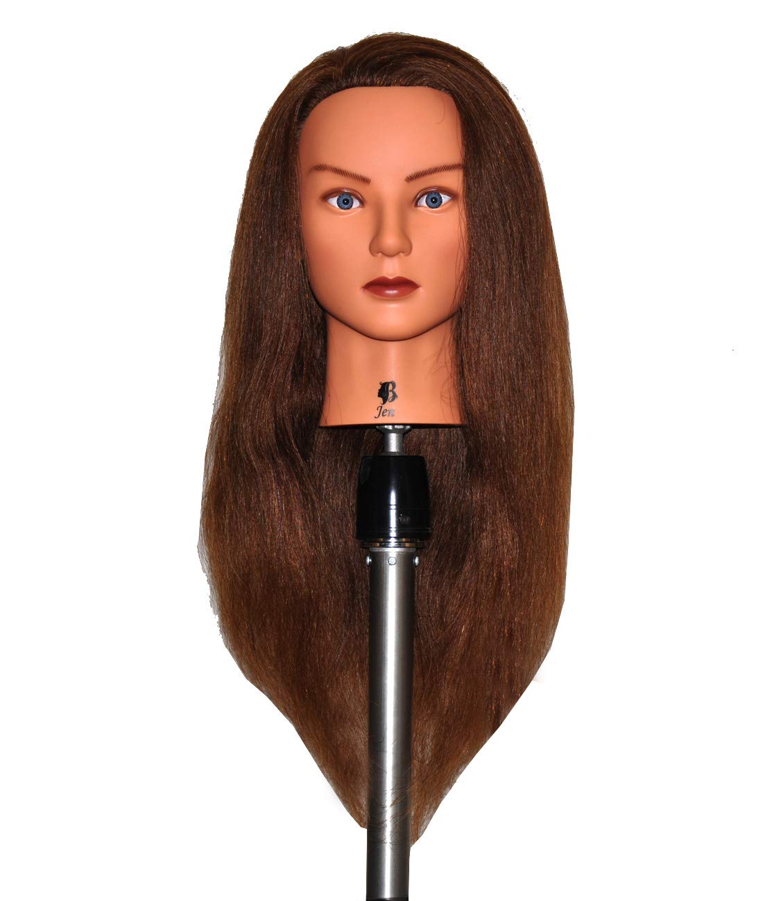 Zvena Beauty 24" Human Hair Cosmetology Mannequin Manikin Training Head with Clamp (24" MEDIUM BROWN (JEN+C))
