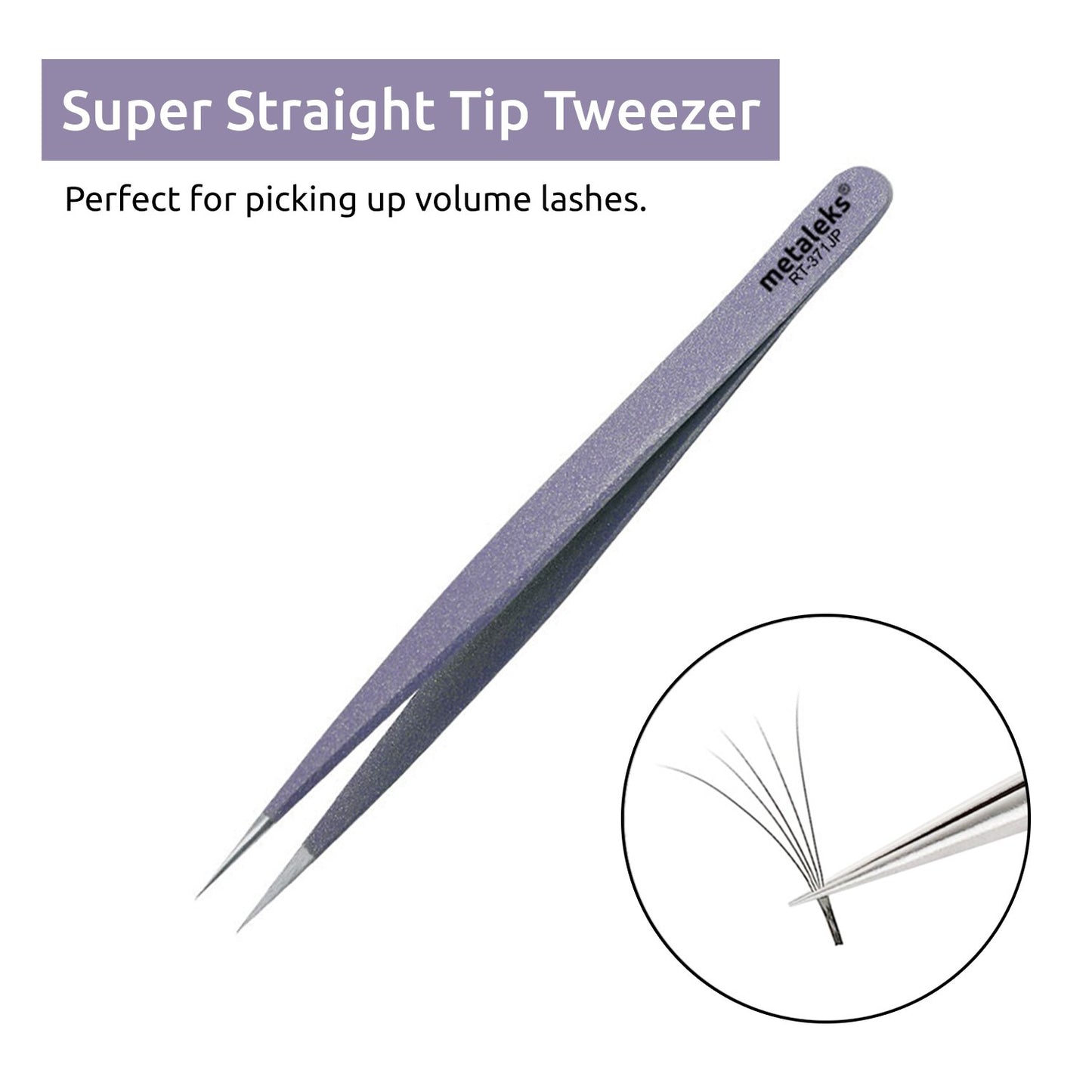 Tweezers for Eyelash Extension Hand Crafted Surgical Stainless Steel Metallic Purple Powder Coated (Supper Straight Tip.)