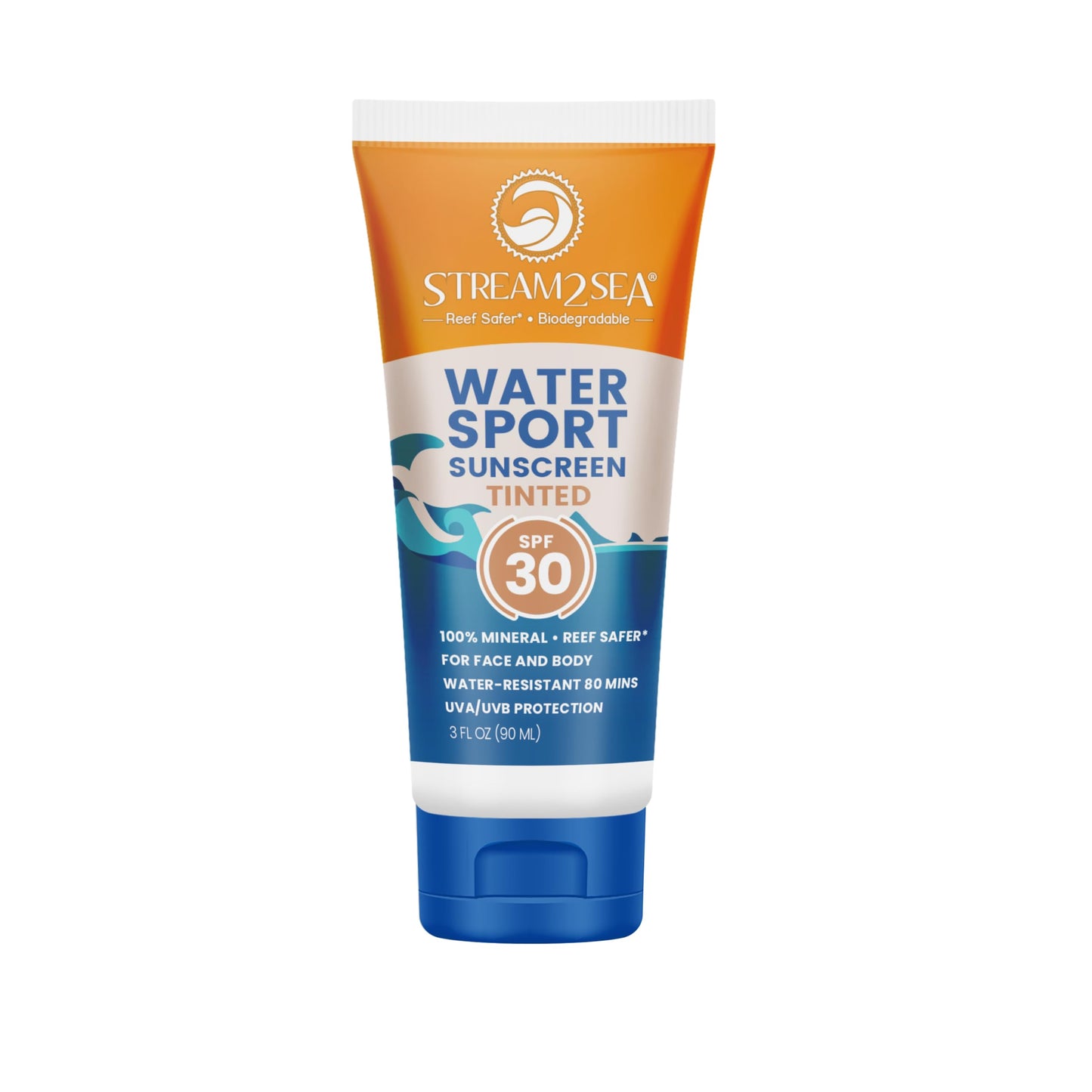 STREAM 2 SEA Tinted Sunscreen with SPF 30 All Natural, Biodegradable and Reef Safe, 3 Fl oz Non Greasy and Moisturizing Mineral Sunscreen For Face