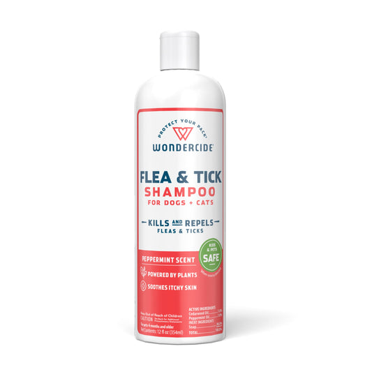 Wondercide Flea & Tick Shampoo for Dogs & Cats - Natural Essential Oils, Plant-Powered Flea Killer, 12 Fl Oz, Pets 4+ Months