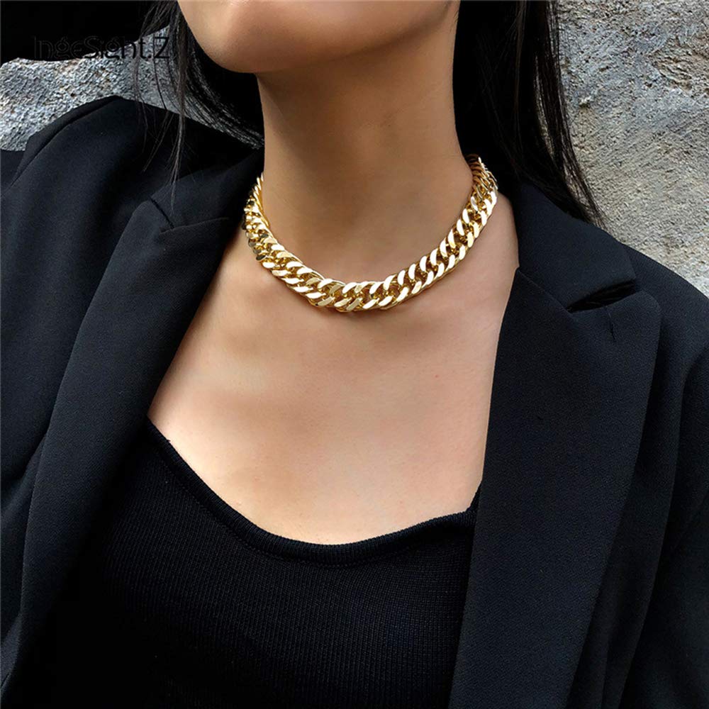 RELOVET Chunky Necklace Choker Link Curb Chain Chic Gold for Women Fashion Gift for Her
