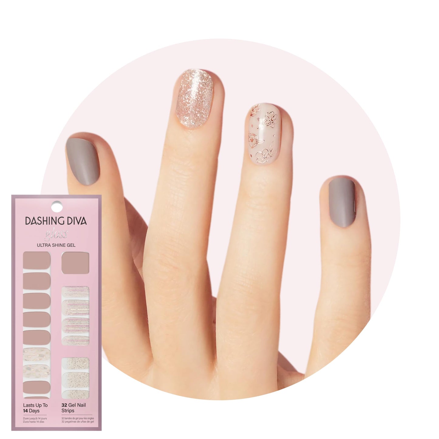 Dashing Diva Gloss Nail Strips - Lavender Dreams - UV Free, Chip Resistant, Long Lasting Gel Stickers - Contains 32 Wraps, 1 Prep Pad, 1 File Beauty & Personal Care Dashing Diva