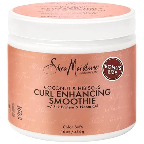 SheaMoisture Coconut & Hibiscus Curl Enhancing Smoothie, Bonus Size - Shea Butter Leave-In for Moisturizing & Defining Curly Hair, Repair, Frizz