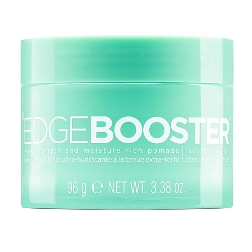 Style Factor Edge Booster Extra Strength & Moisture Rich Pomade | Strong Hold Edge Control Gel for Thick & Coarse Hair | High Shine, Non-Greasy