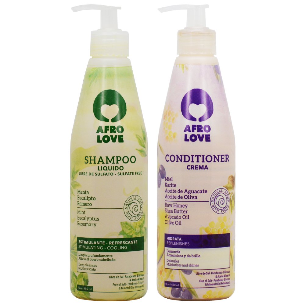 Afro Love Shampoo & Conditioner Set - 16oz Refreshing Shampoo & 16oz Hydrating Conditioner - Sulfate-Free, Nourishing for Natural, Curly & Coily Hair