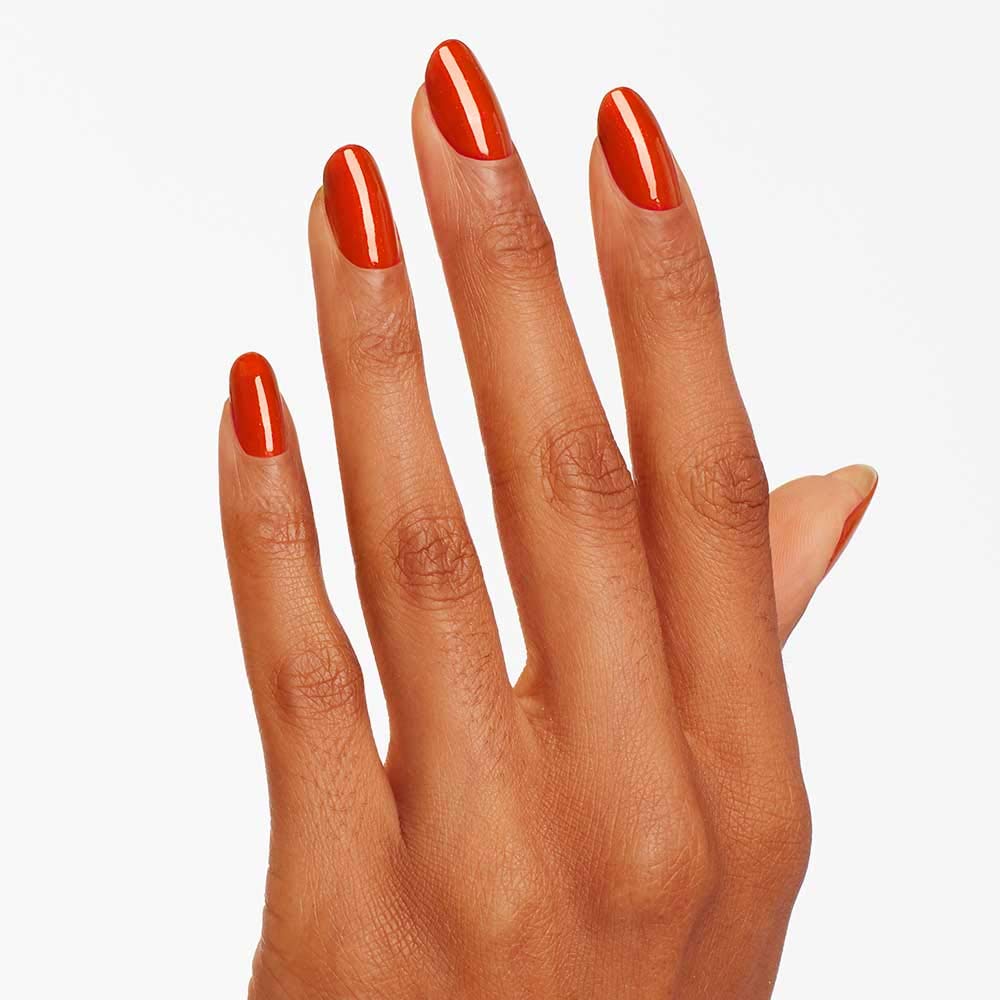 OPI Nail Lacquer Gimme a Lido Kiss | Opaque Bright Red Shimmer Chip Resistant Nail Polish | Fast Drying, Streak Free