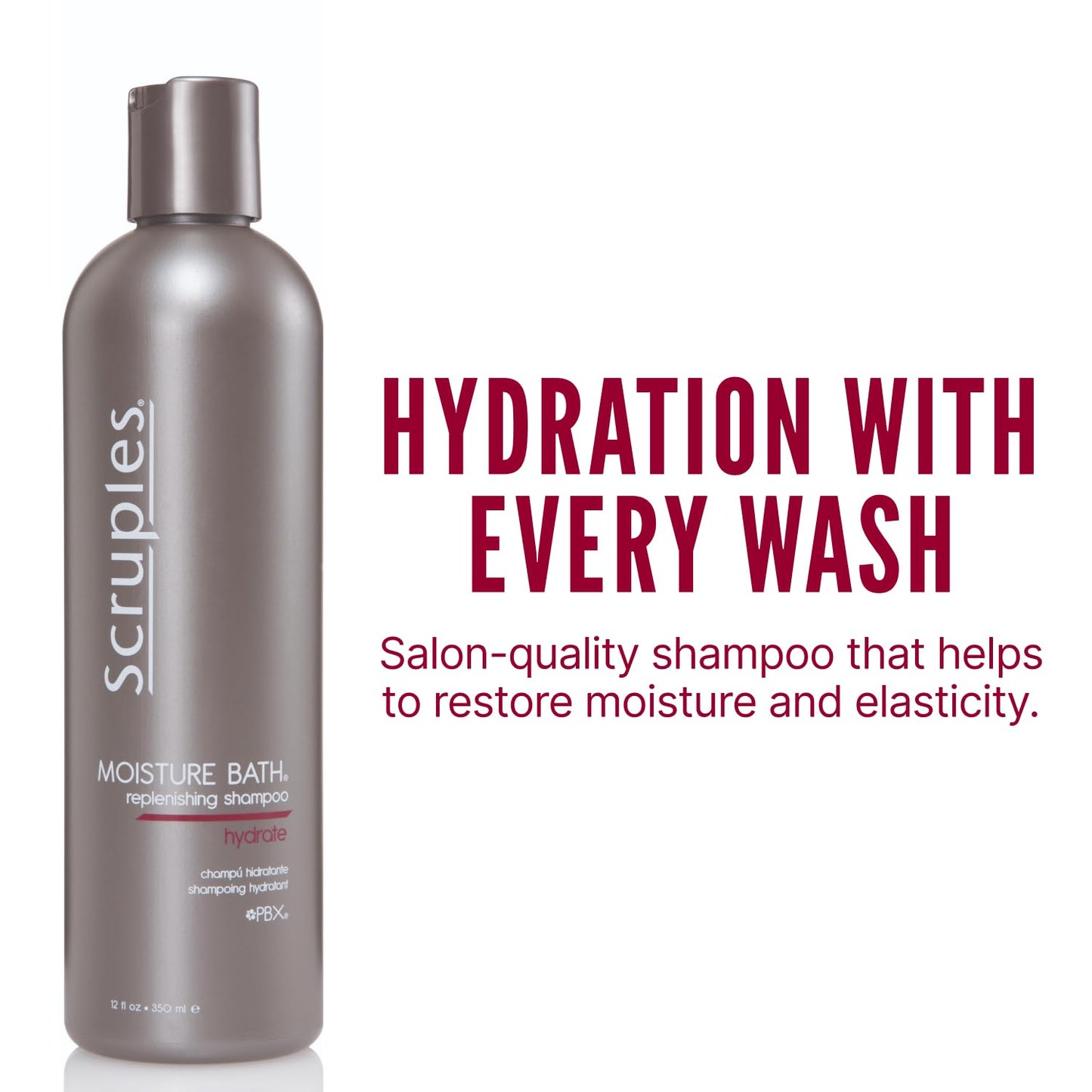 Scruples Moisture Bath Hair Shampoo for Men & Women - Moisturizing Shampoo for Dry, Brittle & Coarse Hair - Helps Restore Shine & Elasticity (12 Fl