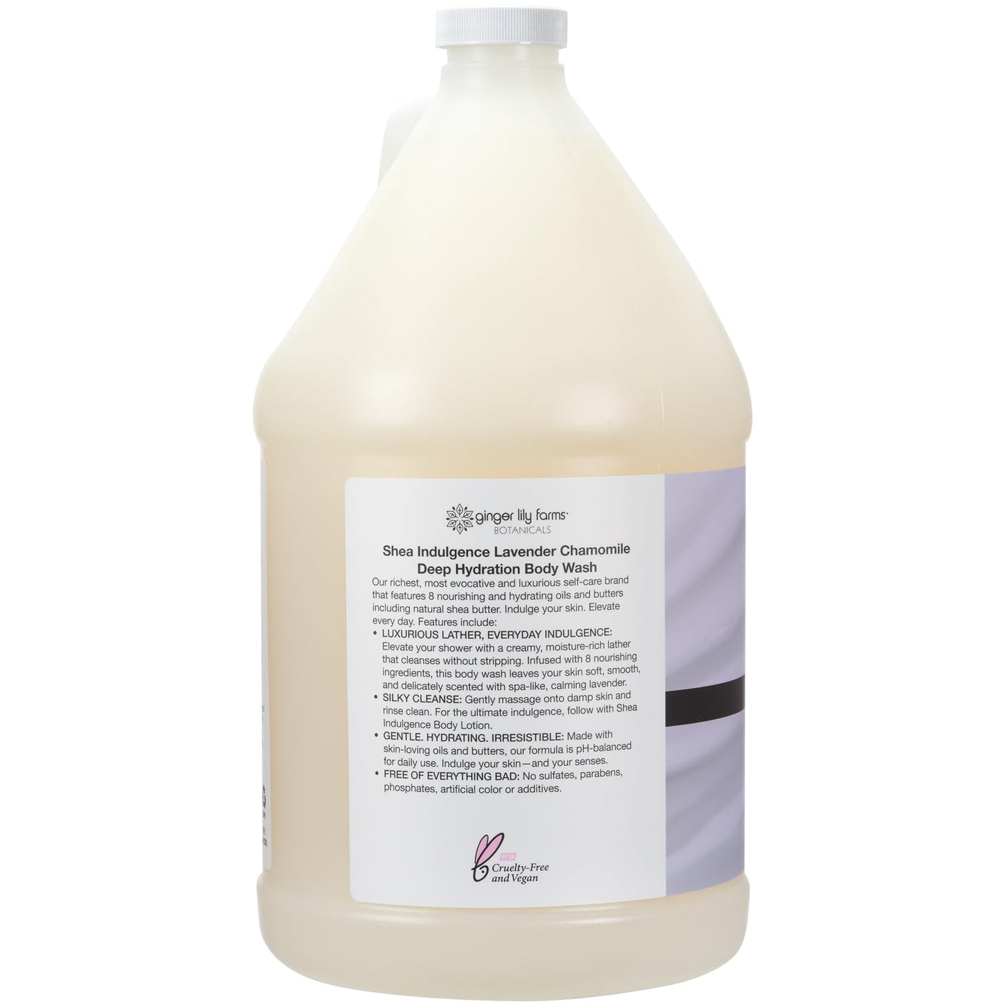 Ginger Lily Farms Botanicals Shea Indulgence Deep Hydration Body Wash, 100% Vegan & Cruelty-Free, Lavender Chamomile Scent, 1 Gallon (128 fl oz)