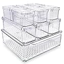 EASPACE 10-Pack Clear Fridge Organizer Bins with Lids & Drainage Holes, Stackable Container Set, BPA-Free Plastic Refrigerator Storage Containers…
