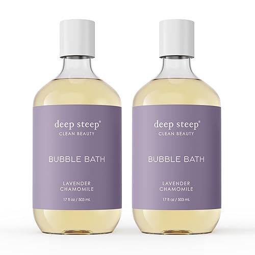 Deep Steep Bubble Bath, Lavender Chamomile 17 oz (Pack of 2) - Hypoallergenic, Clinically Tested Soothing Soak with Shea Butter & Argan Oil