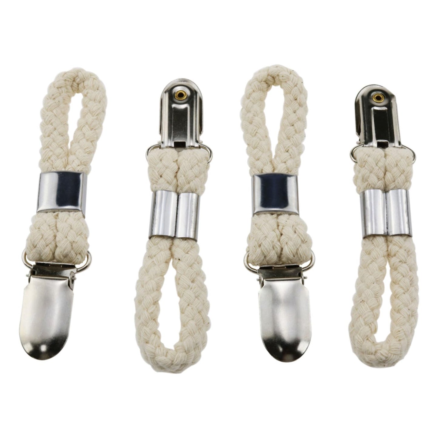 Wantane-Cotton Loop Towel Clip Braided Cotton Loop Towel Metal Clip Towel Clips Braided Suitable for Home, Bathroom, Kitchen, etc-4PCS