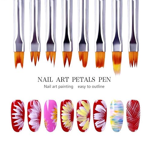 8 Pcs Premium Nail Brush Pens with Wooden Handle - UV Gel Art Gradient & Flower Design Tools for Professional Manicure, Perfect Valentine’s Gift