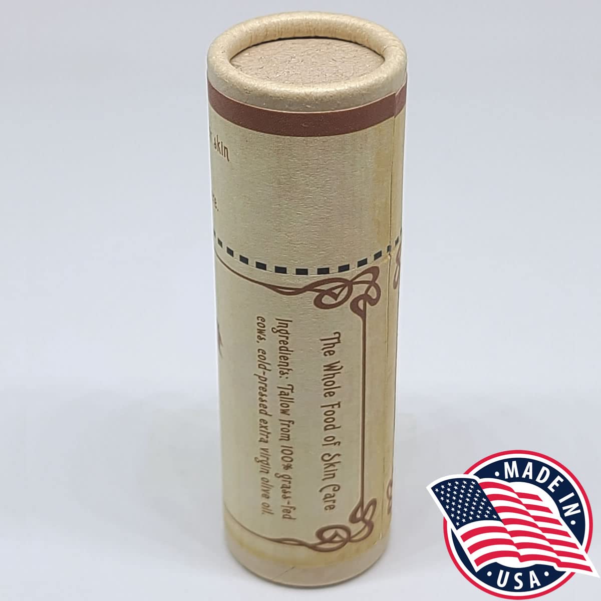 Vintage Tradition Moisturizing Beef Tallow Lip Balm - Unscented Tube Lip Moisturizer for Sensitive Skin Hydrates & Soothes Dry Lips - Grass-Fed Tallow