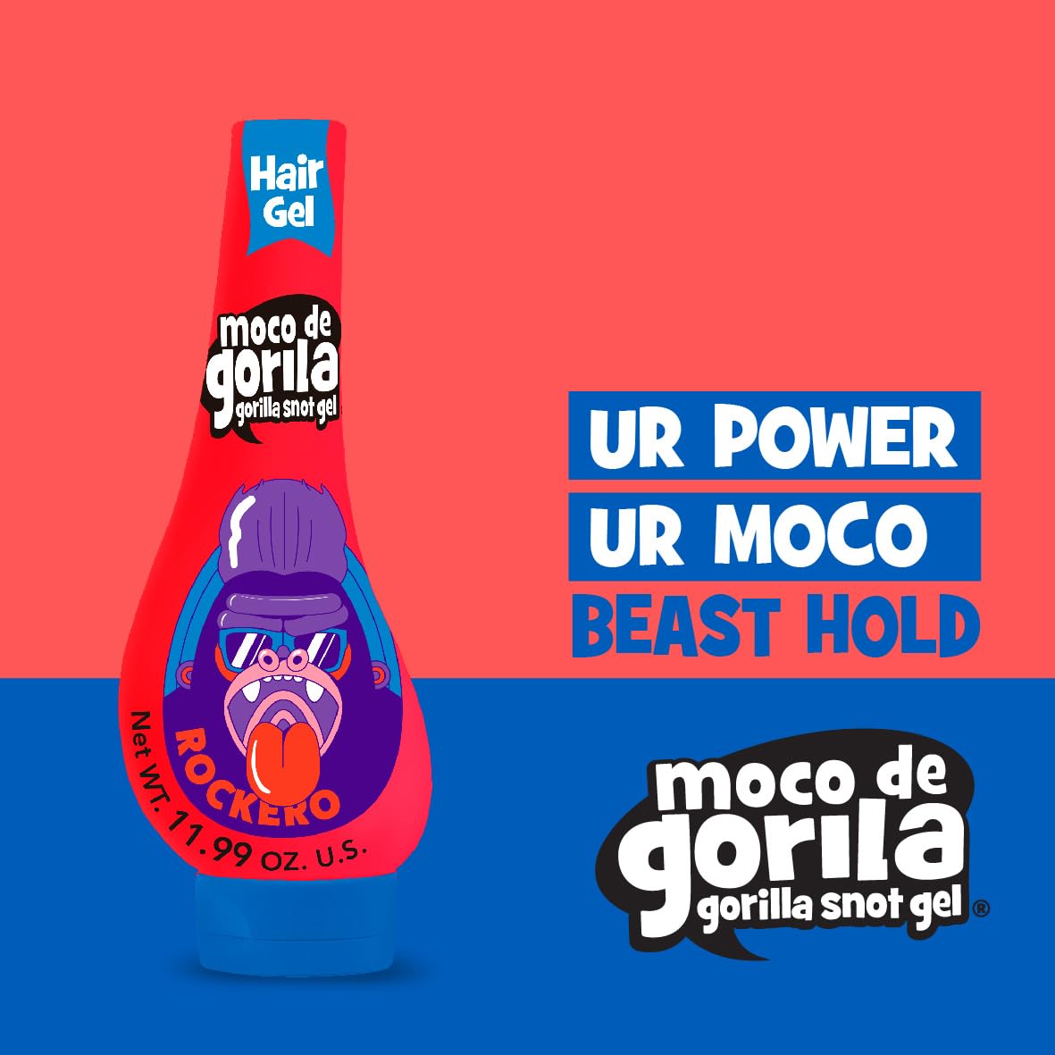 Moco de Gorila Explosive Rocker Hair Styling Gel, Long-Lasting Hold, Reactivatable with Water, 11.92 Oz Squeezable Bottles (Pack of 3)