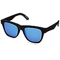 TOMS Traveler Unisex Dalston Square Sunglasses In Matte Black with A Blue Mirror Lens, 10007084, 54 mm