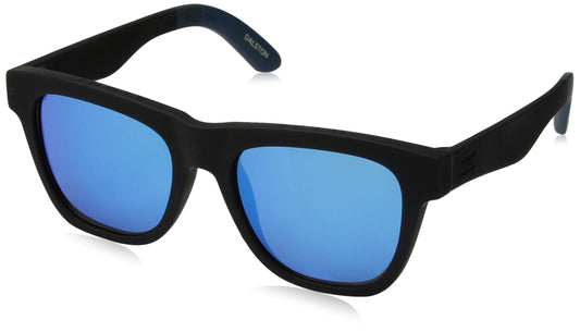 TOMS Traveler Unisex Dalston Square Sunglasses In Matte Black with A Blue Mirror Lens, 10007084, 54 mm