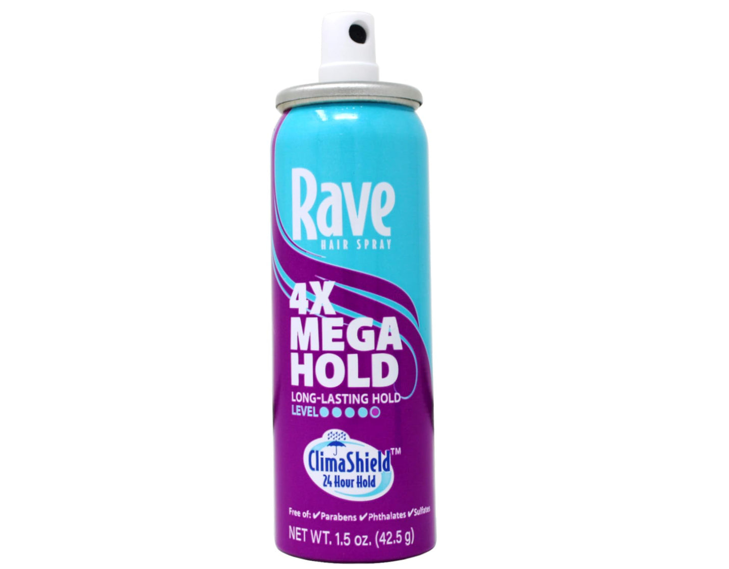 Rave Hairspray 4x Mega Aerosal Travel Size 1.5 oz, Pack of 6
