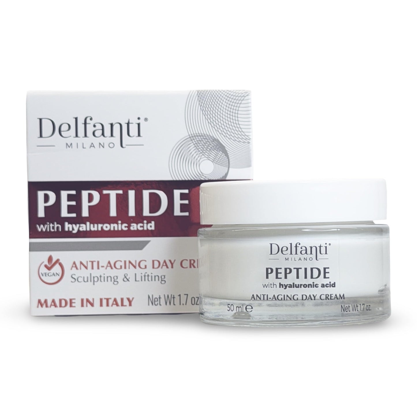 Delfanti-Milano • PEPTIDE with Hyaluronic Acid • ANTI-AGING DAY CREAM • Made in Italy