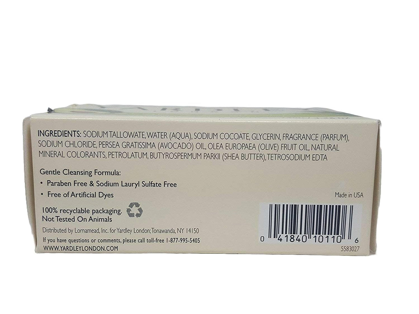 Yardley London Fresh Aloe Bar - Aloe & Avocado - 4.25 oz - 4 ct