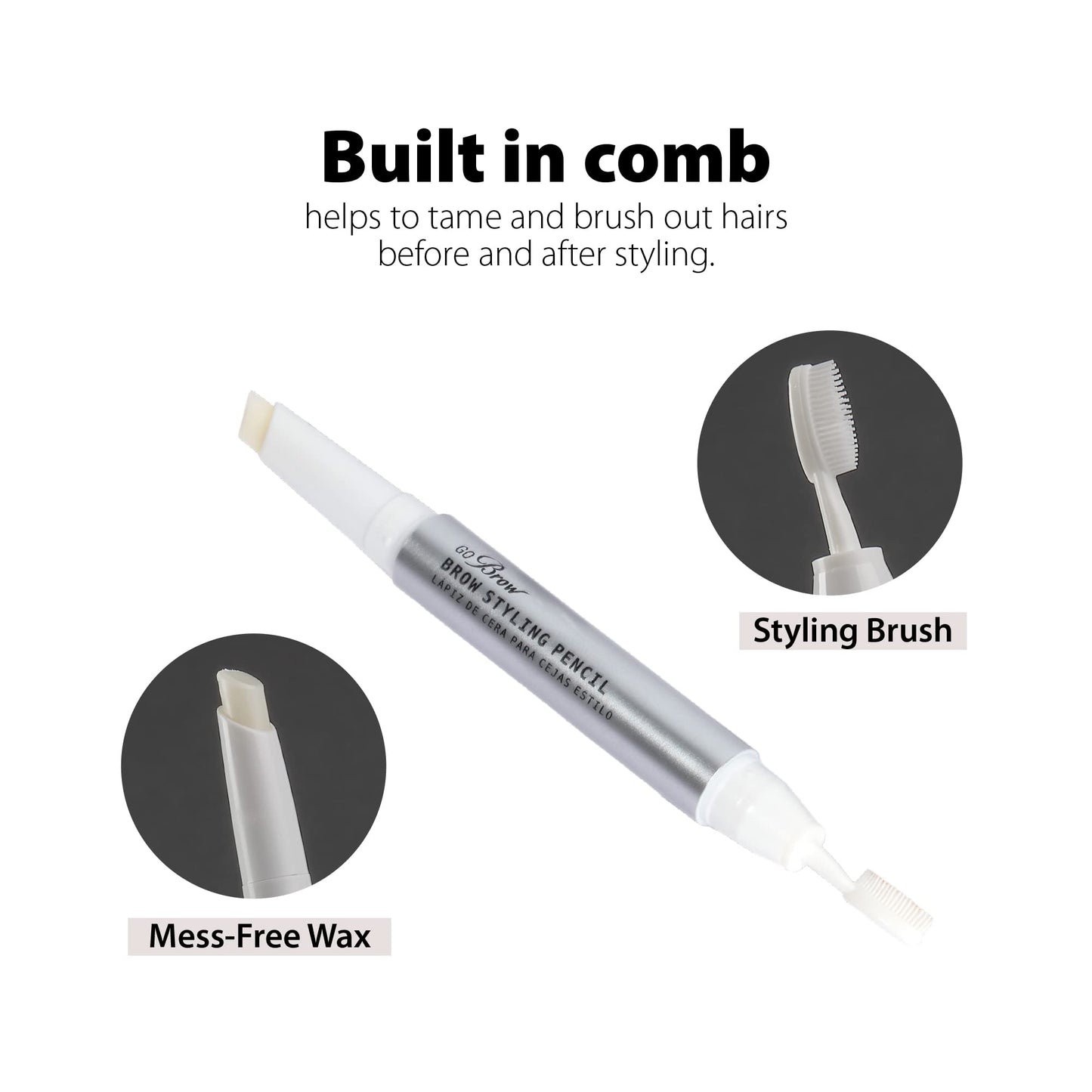Ruby Kisses Brow Styling Pencil with Brush, Long-Lasting Eyebrow Wax, Clear Brow Shaper, Precision Sculpting & Shaping, Professional Quality, Easy