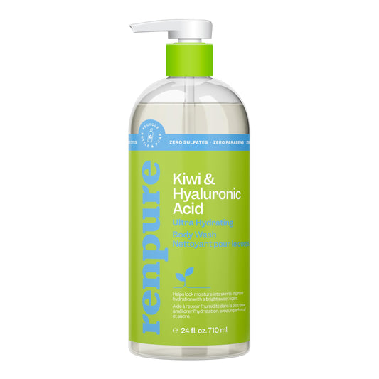 Renpure Kiwi and Hyaluronic Acid Ultra Hydrating Body Wash - Leaves Skin Moisturized - Rids Skin of Daily Grime - Gentle Formula - Dye and Paraben