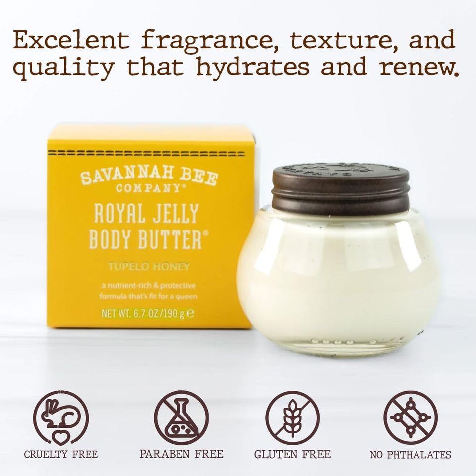 Savannah Bee Company Royal Jelly Body Butter - Deep Hydrating Body Butter - Tupelo