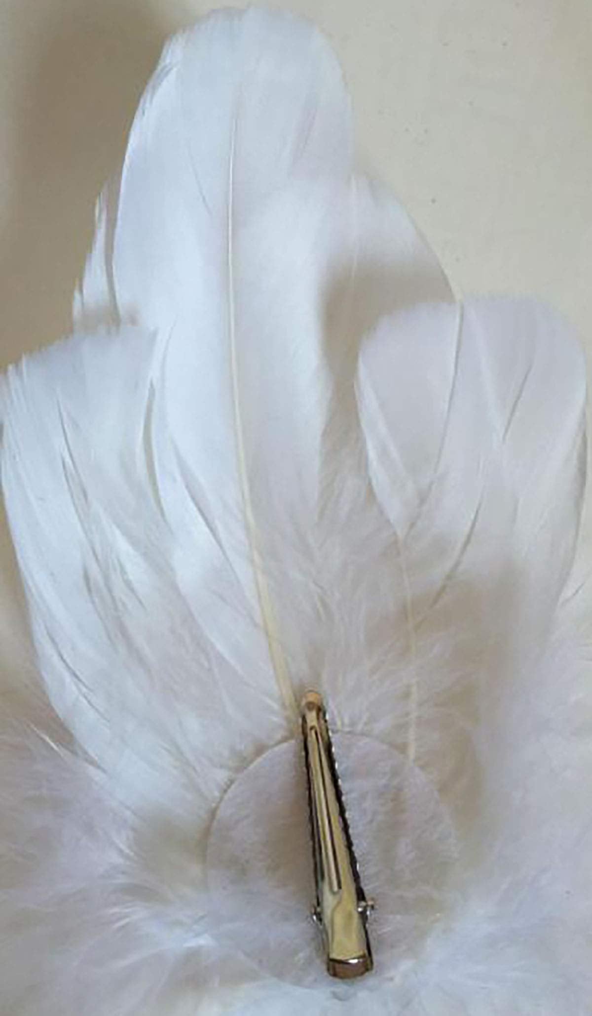 2PCS Girls Heart-shaped Feather Hair Clip Headpiece Party Hairpins Hair Barrettes Hair Accessory Bridal Wedding Feather Fascinator (White)