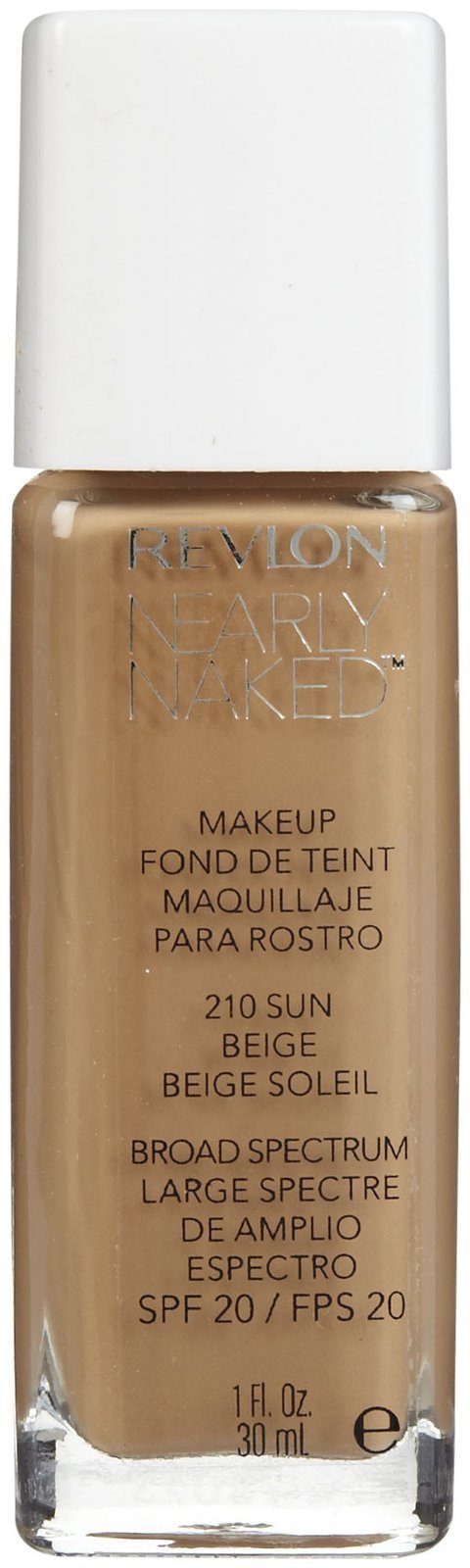 Revlon Nearly Naked Liquid Makeup Broad Spectrum SPF 20, #210 Sun Beige, 1 Fluid Ounce