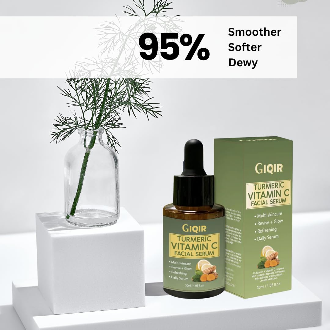 GIQIR Turmeric Vitamin C Facial Serum, Multi-Shine, Revive & Glow, 1.05 fl oz