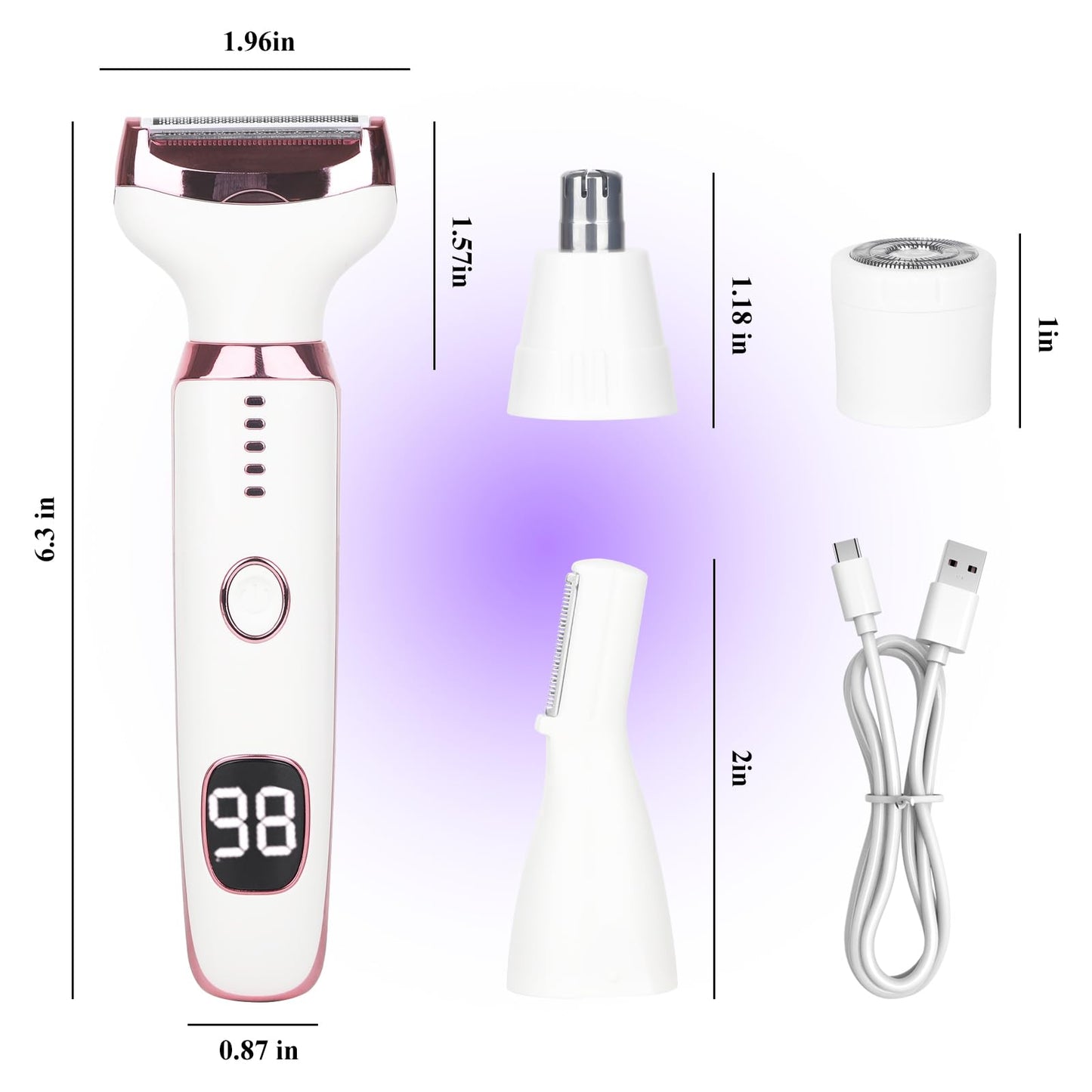 Beanify 2026 LED Display Electric Razor for Women Men,Beauty Women's Wet & Dry Electric Shaver, Painless 4 in 1 Painless Body Razors,Cordless Ladies Beauty and Personal Care Beanify