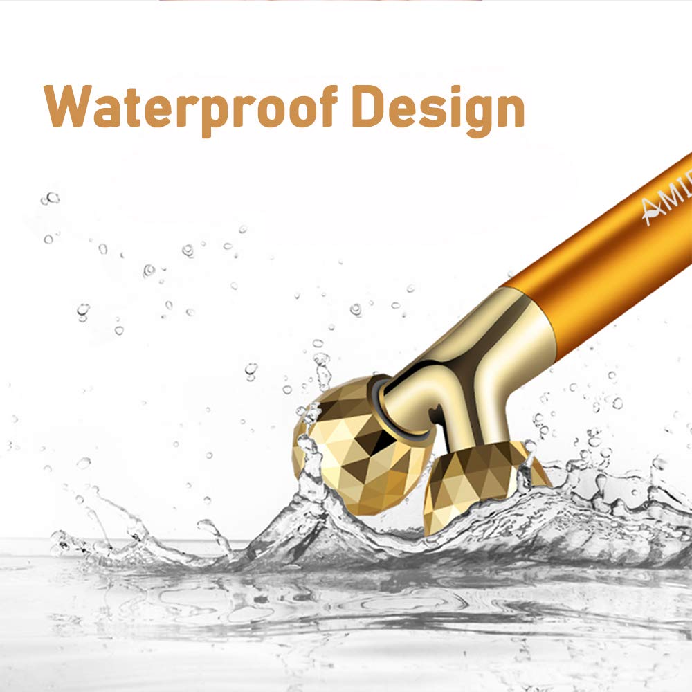 Amirce Face Massager Roller Golden 3D Roller Electric Facial Roller and T Shape Facial Roller Massager Kit Face Rollers