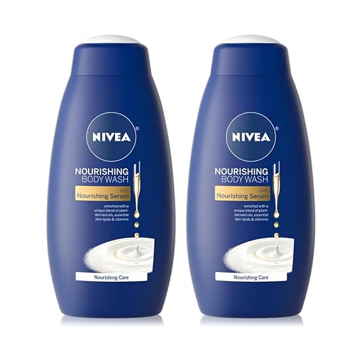 NIVEA Nourishing Care Body Wash with Nourishing Serum, Enriched with a Unique Blend of Plant-Derived Oils, Essential Skin Lipids & Vitamins, 20 Fl Oz