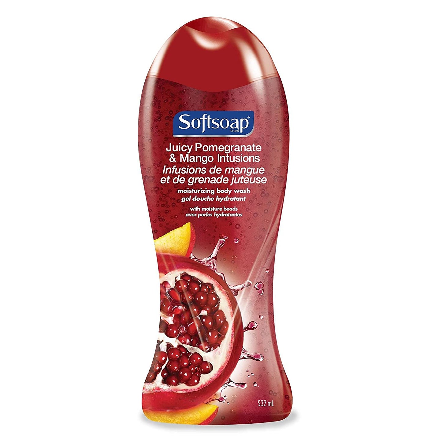 Softsoap Moisturizing Body Wash, Pomegranate and Mango Infusions 18 oz (Pack of 4)