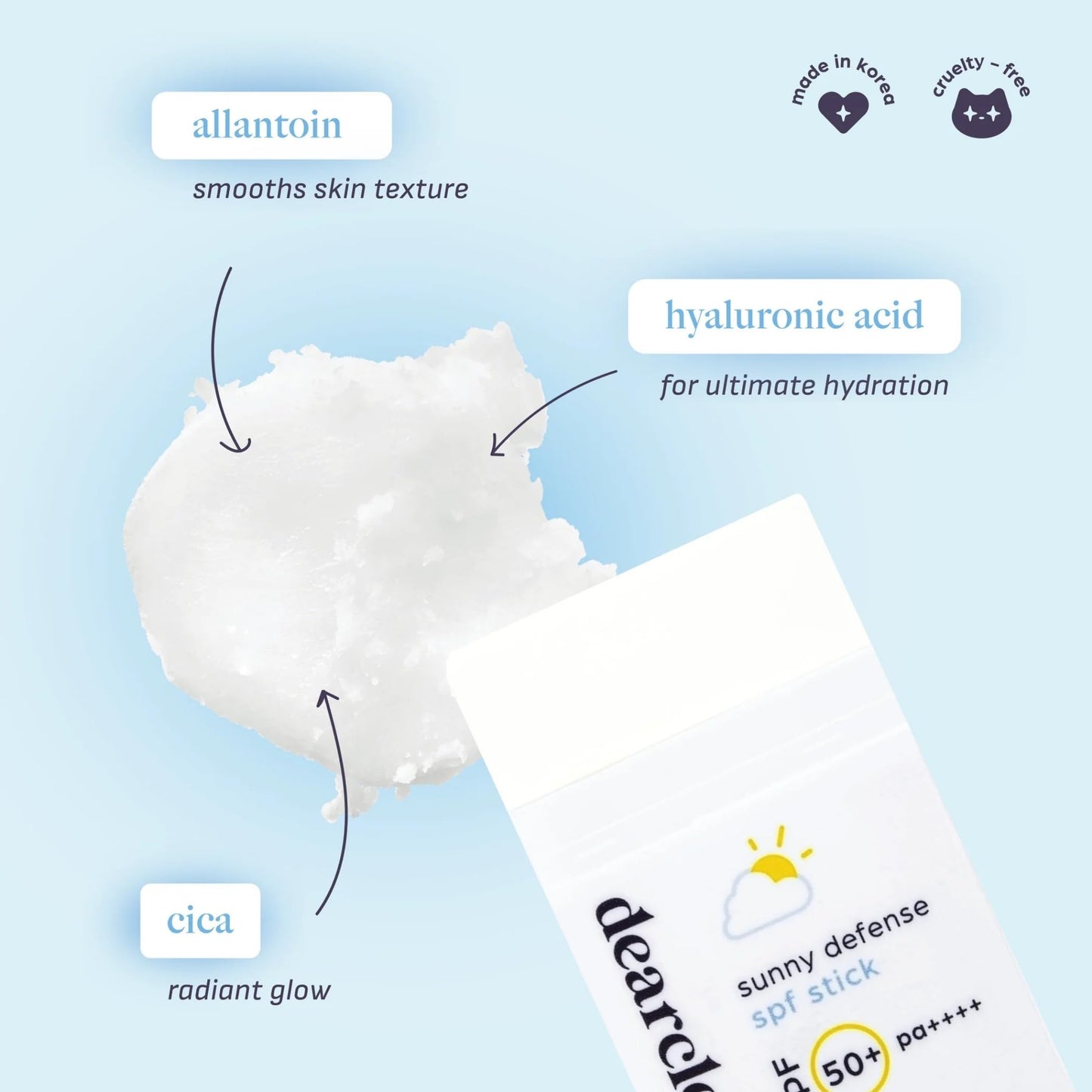 dearcloud Sunny Defense Sunscreen Stick SPF 50+ PA++++ - Korean Sunscreen for Face & Travel Size (.68 oz)