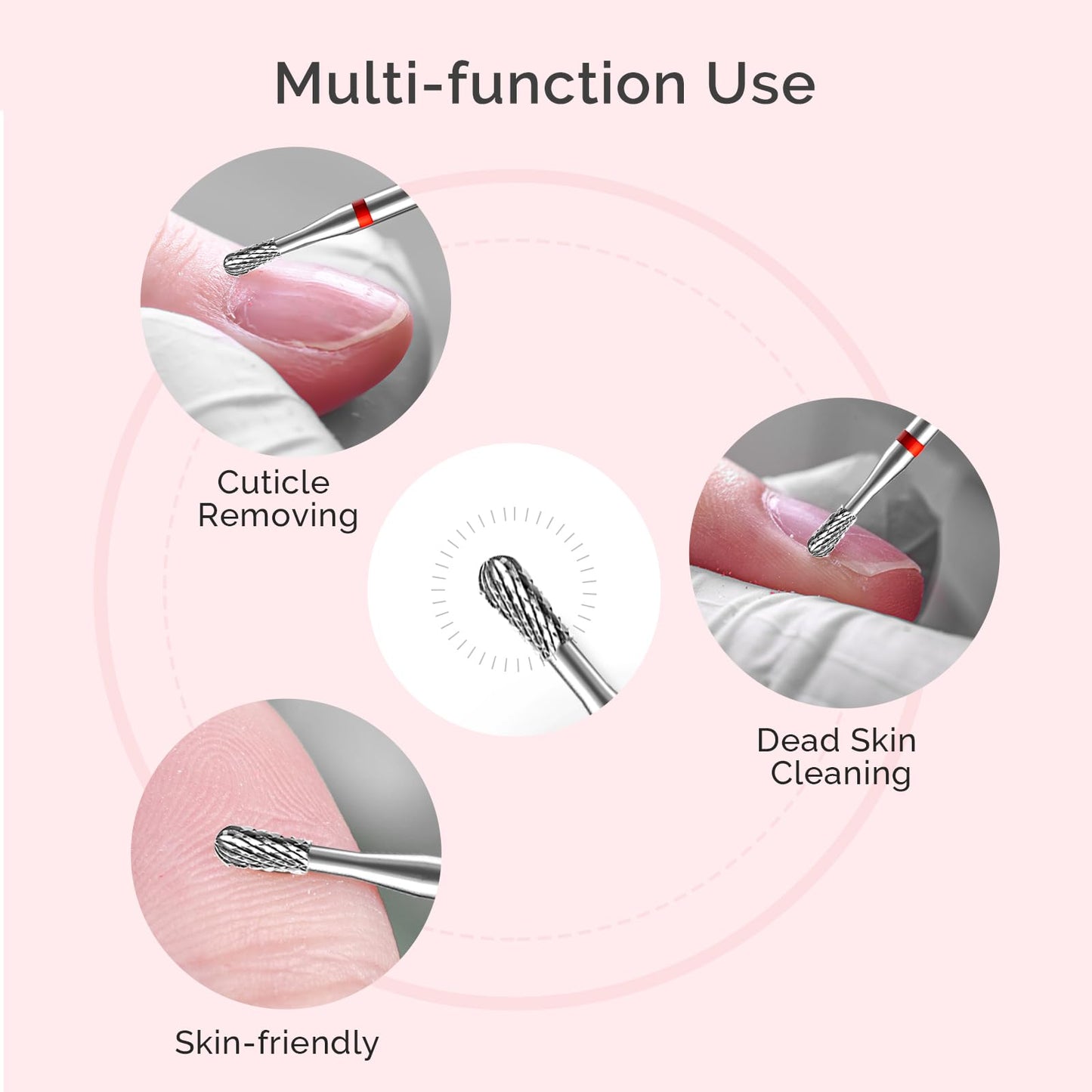 MelodySusie Cuticle Clean Nail Drill Bit 3/32'', Professional Safety Carbide Under Nail Cleaner Nail Bit for Cuticle Dead Skin Nail Prepare, Two Way Beauty and Personal Care MelodySusie