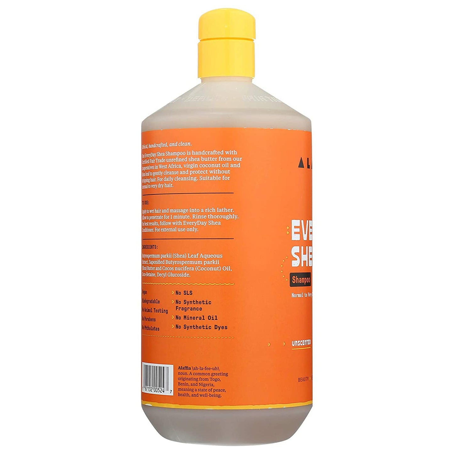 Alaffia EveryDay Shea Shampoo, Unscented, Gentle Cleansing Shampoo for Normal to Dry Hair. Made with Fair Trade Unrefined Shea Butter, No Parabens or