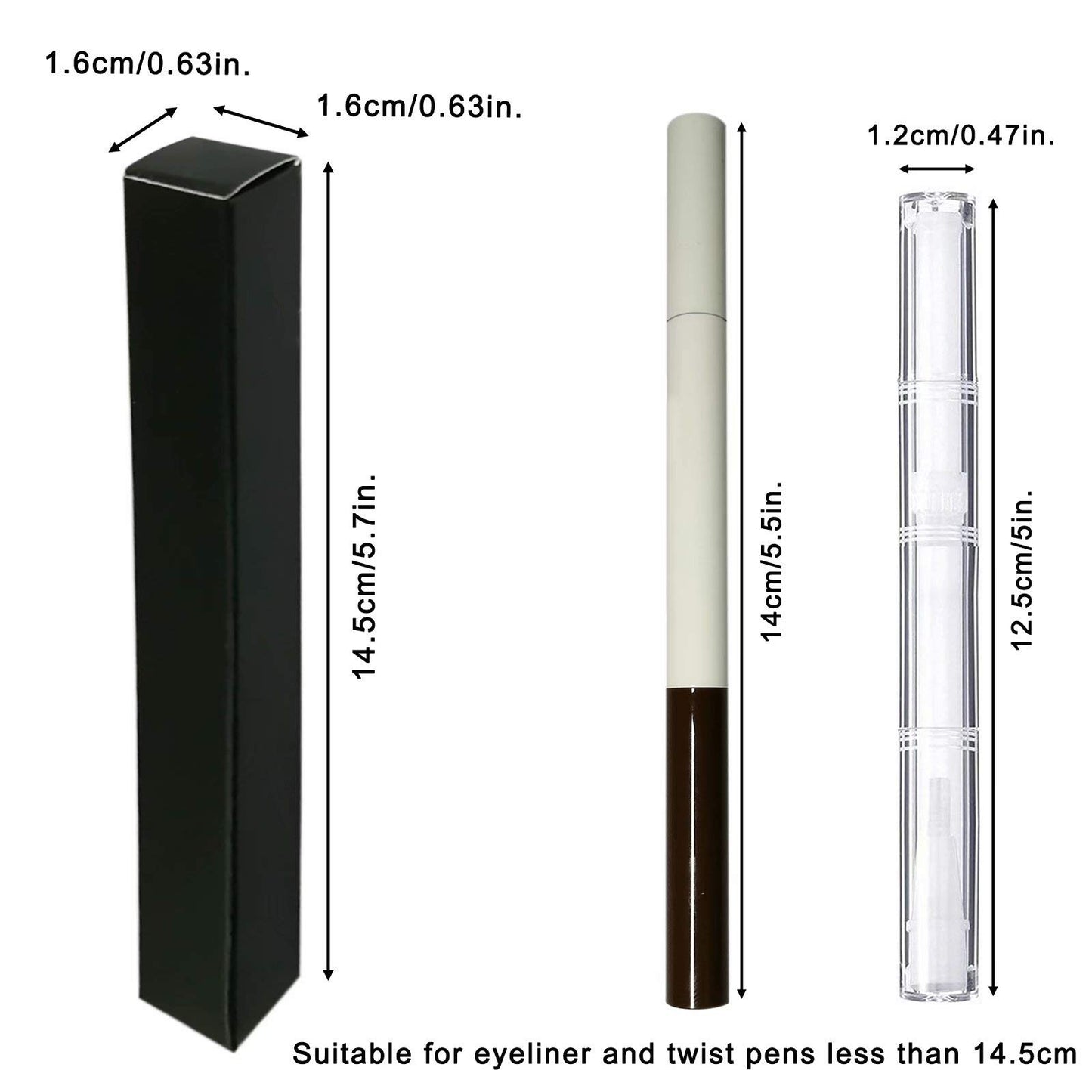ANZKA 50 Pcs Eyeliner Packaging Boxes, 5.7x0.63x0.63 Inch Twist Pen Wrapping Box, Black Matte Cuticle Oil Pen Package Boxes