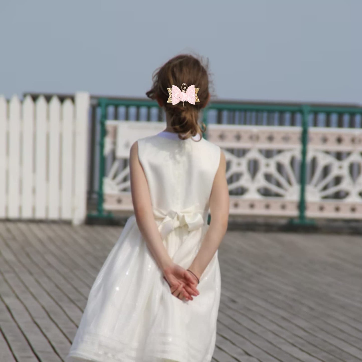 Glitter Ballet Hair Bows with Rhinestones - 2Pcs Dance Hair Clips and Accessories for Girls