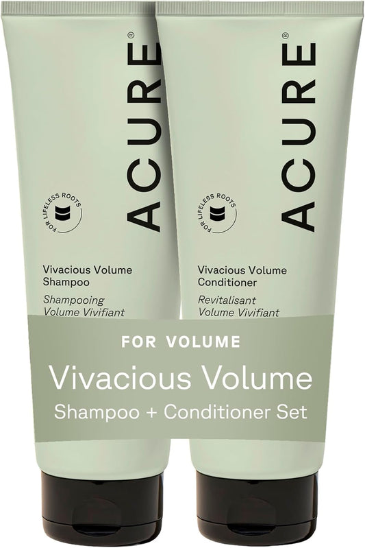 Acure Vivacious Volume Shampoo and Conditioner Set - Thickening & Volumizing Hair Care for Thick, Full Locks, Boost for Thin, Fine Hair, Sulfate Free